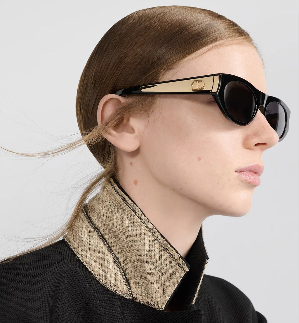 Sleek Sculptural Square Sunglasses — Black & Gold Accent