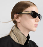 Sleek Sculptural Square Sunglasses — Black & Gold Accent