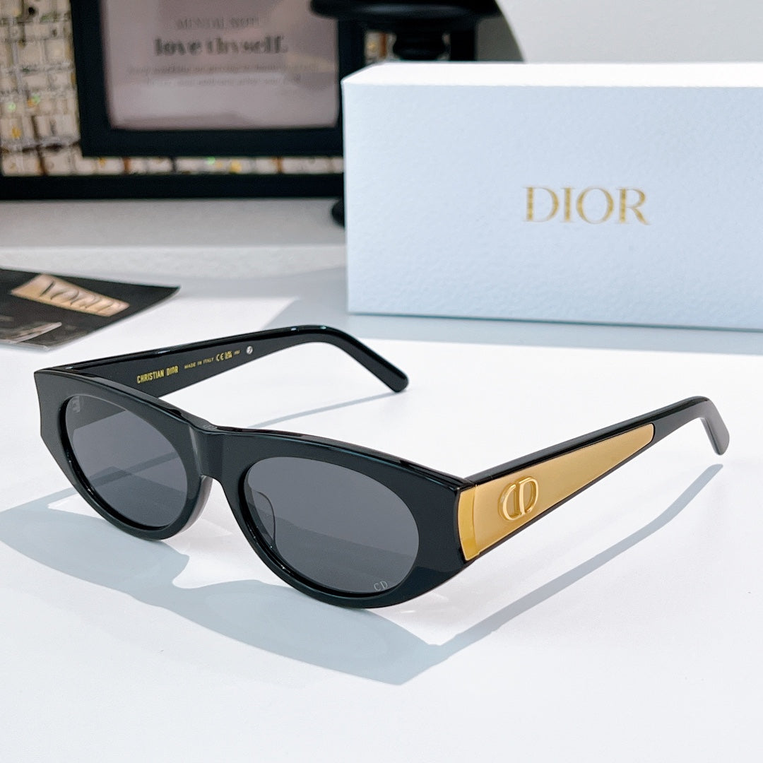 Sleek Sculptural Square Sunglasses — Black & Gold Accent