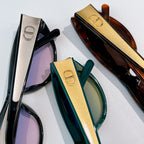 Sleek Sculptural Square Sunglasses — Black & Gold Accent