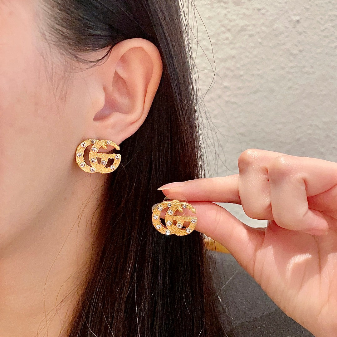 High-Quality Double-G Brass Stud Earrings