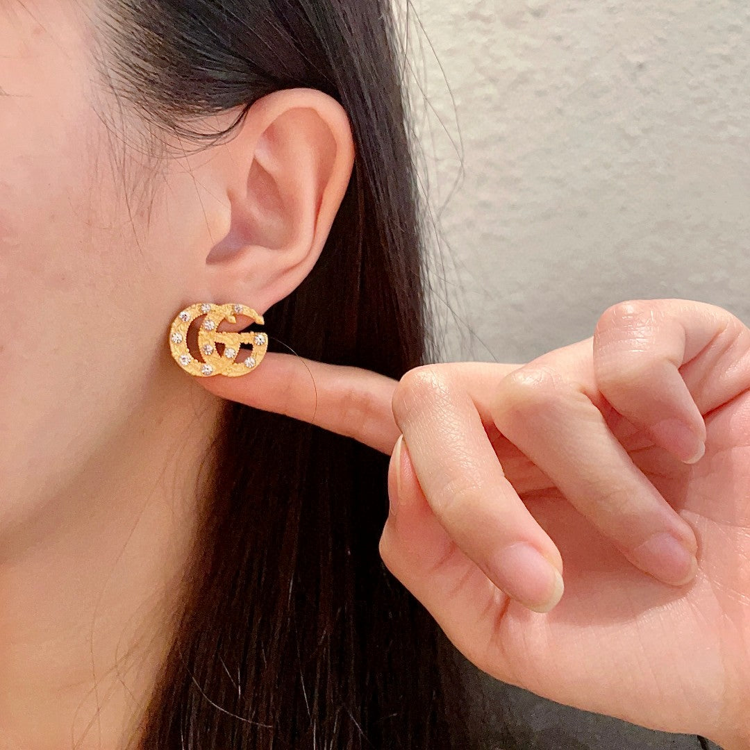 High-Quality Double-G Brass Stud Earrings