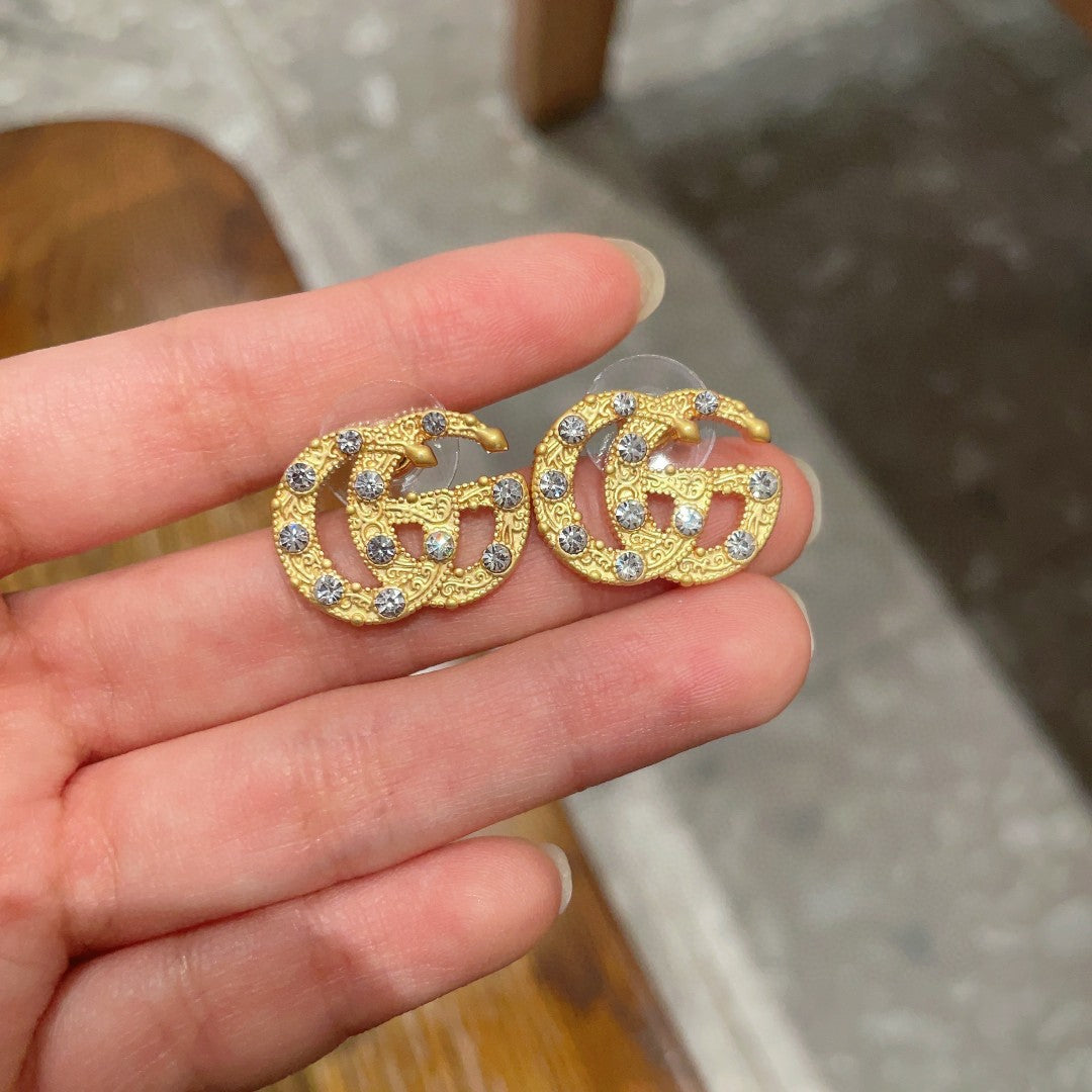 High-Quality Double-G Brass Stud Earrings