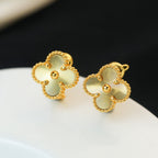 Four-Leaf Clover Mother-of-Pearl Stud Earrings | Premium Fine-Jewelry Finish