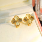Four-Leaf Clover Mother-of-Pearl Stud Earrings | Premium Fine-Jewelry Finish