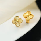 Four-Leaf Clover Mother-of-Pearl Stud Earrings | Premium Fine-Jewelry Finish