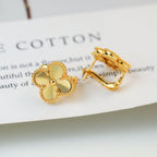 Four-Leaf Clover Mother-of-Pearl Stud Earrings | Premium Fine-Jewelry Finish