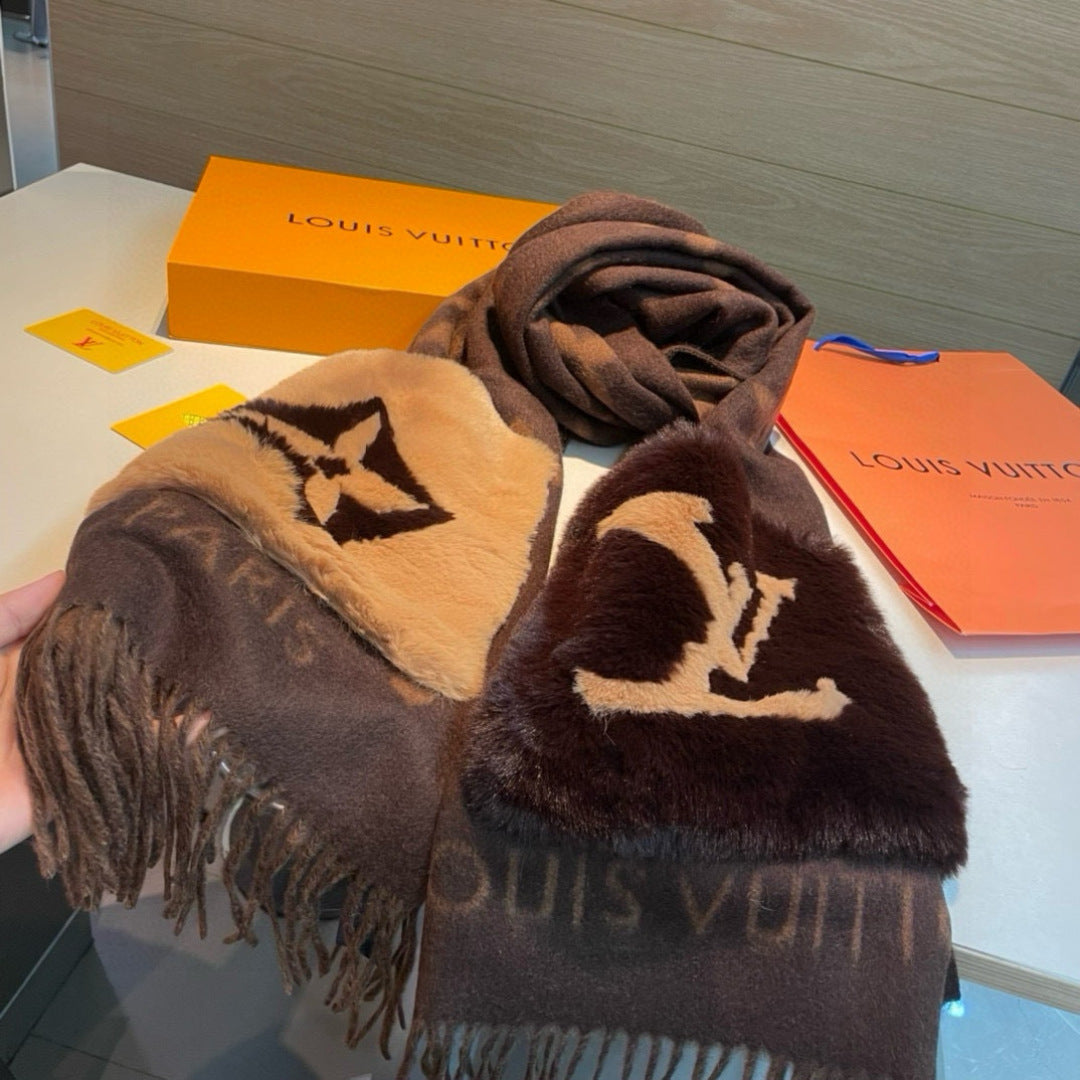 Luxury Cashmere Scarf with Pocket &amp; Decorative Details — 190 × 46 cm
