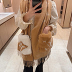 Luxury Cashmere Scarf with Pocket &amp; Decorative Details — 190 × 46 cm