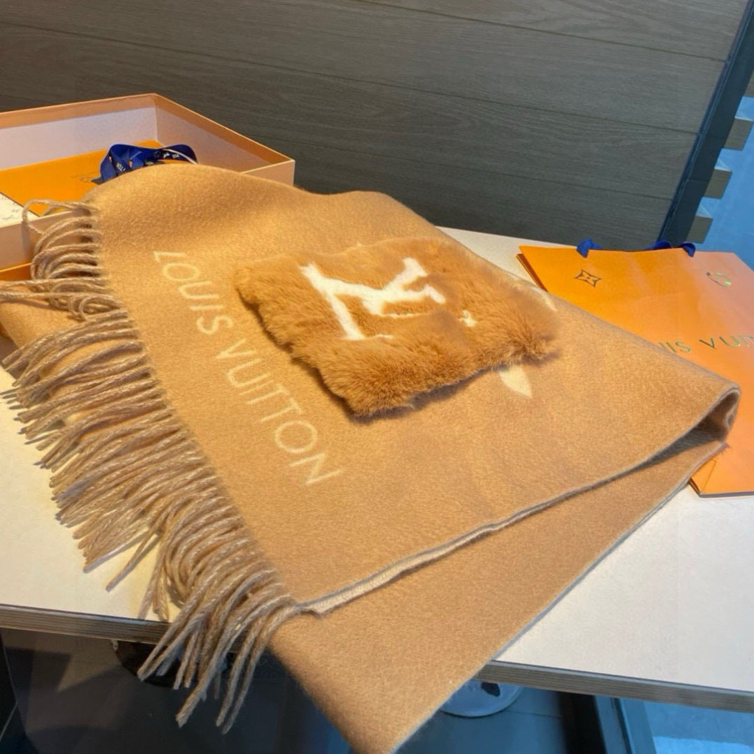 Luxury Cashmere Scarf with Pocket &amp; Decorative Details — 190 × 46 cm