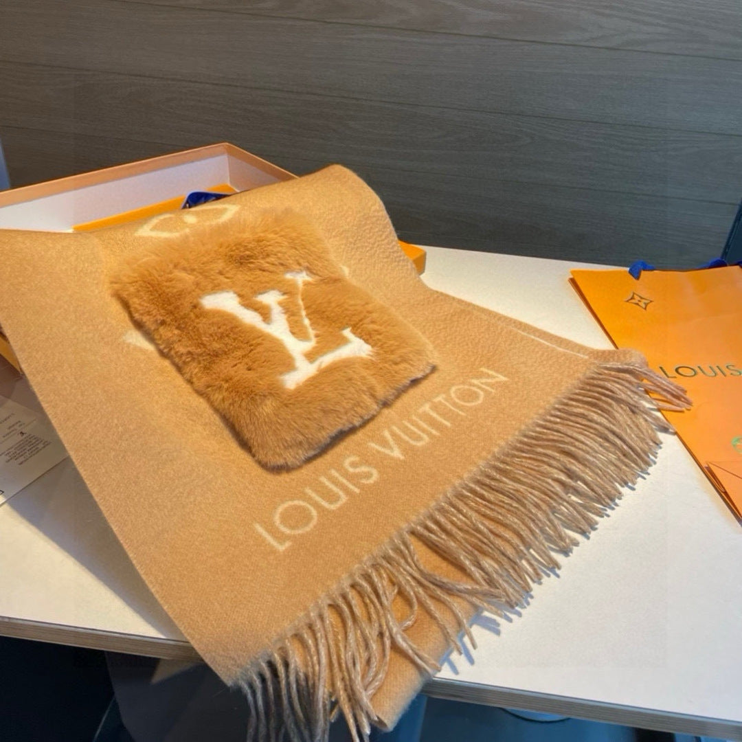 Luxury Cashmere Scarf with Pocket &amp; Decorative Details — 190 × 46 cm