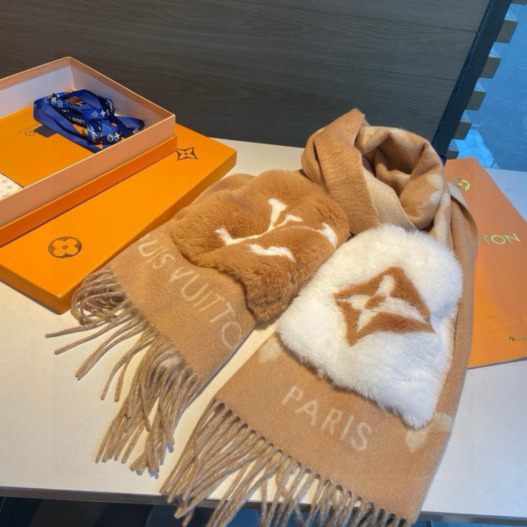 Luxury Cashmere Scarf with Pocket &amp; Decorative Details — 190 × 46 cm