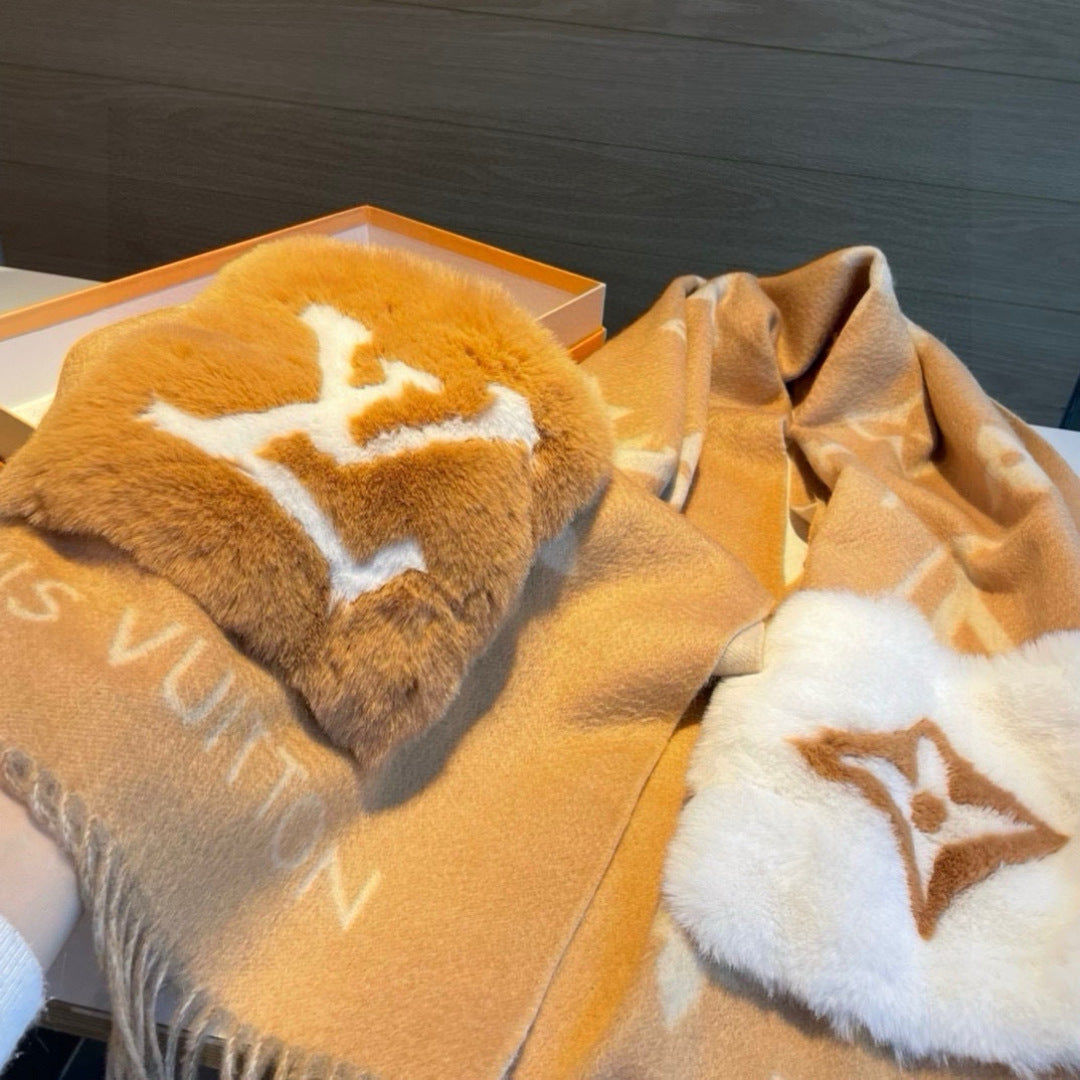 Luxury Cashmere Scarf with Pocket &amp; Decorative Details — 190 × 46 cm