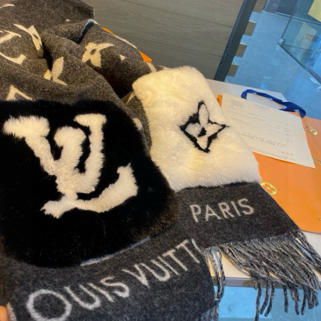 Luxury Cashmere Scarf with Pocket &amp; Decorative Details — 190 × 46 cm