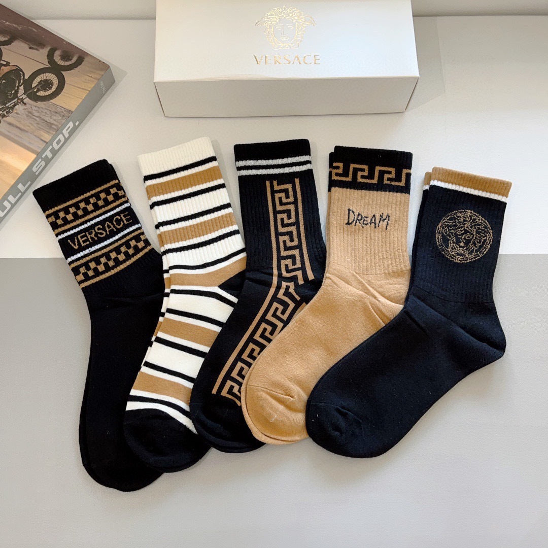 Premium Cotton Knee-High Socks – Pack of 5 Pairs | Special Packaging