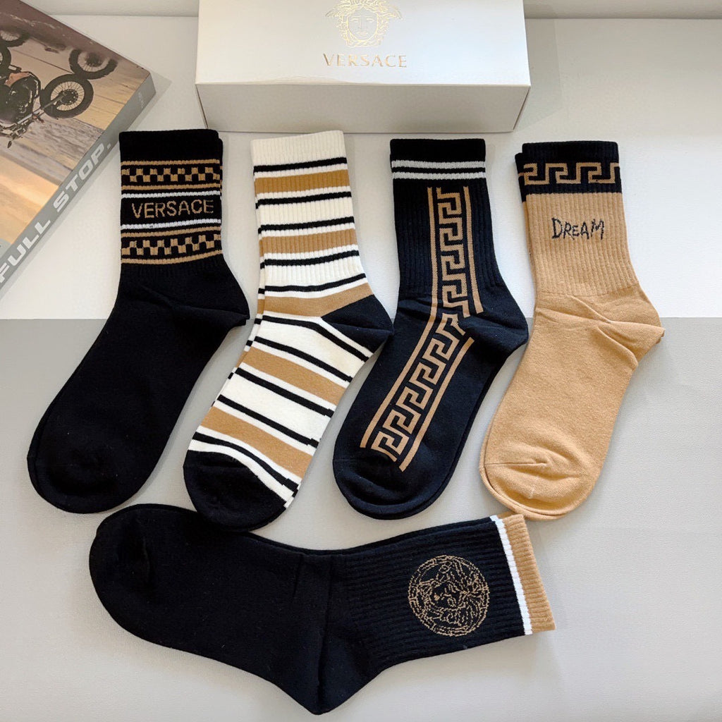 Premium Cotton Knee-High Socks – Pack of 5 Pairs | Special Packaging