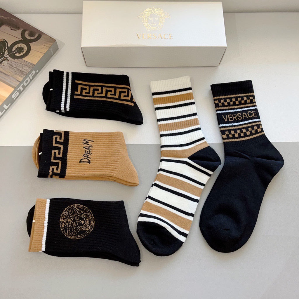 Premium Cotton Knee-High Socks – Pack of 5 Pairs | Special Packaging