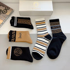 Premium Cotton Knee-High Socks – Pack of 5 Pairs | Special Packaging