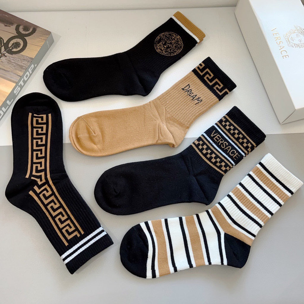 Premium Cotton Knee-High Socks – Pack of 5 Pairs | Special Packaging