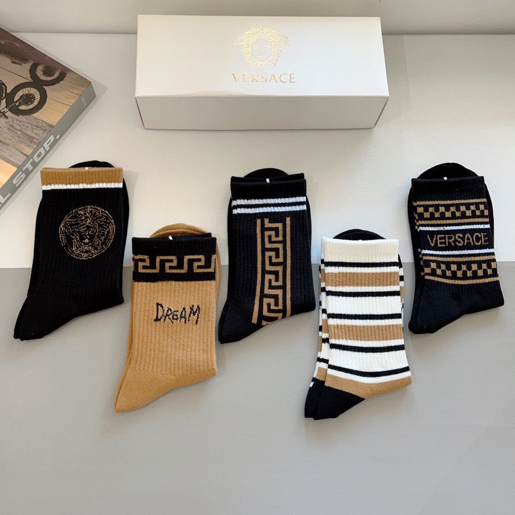 Premium Cotton Knee-High Socks – Pack of 5 Pairs | Special Packaging