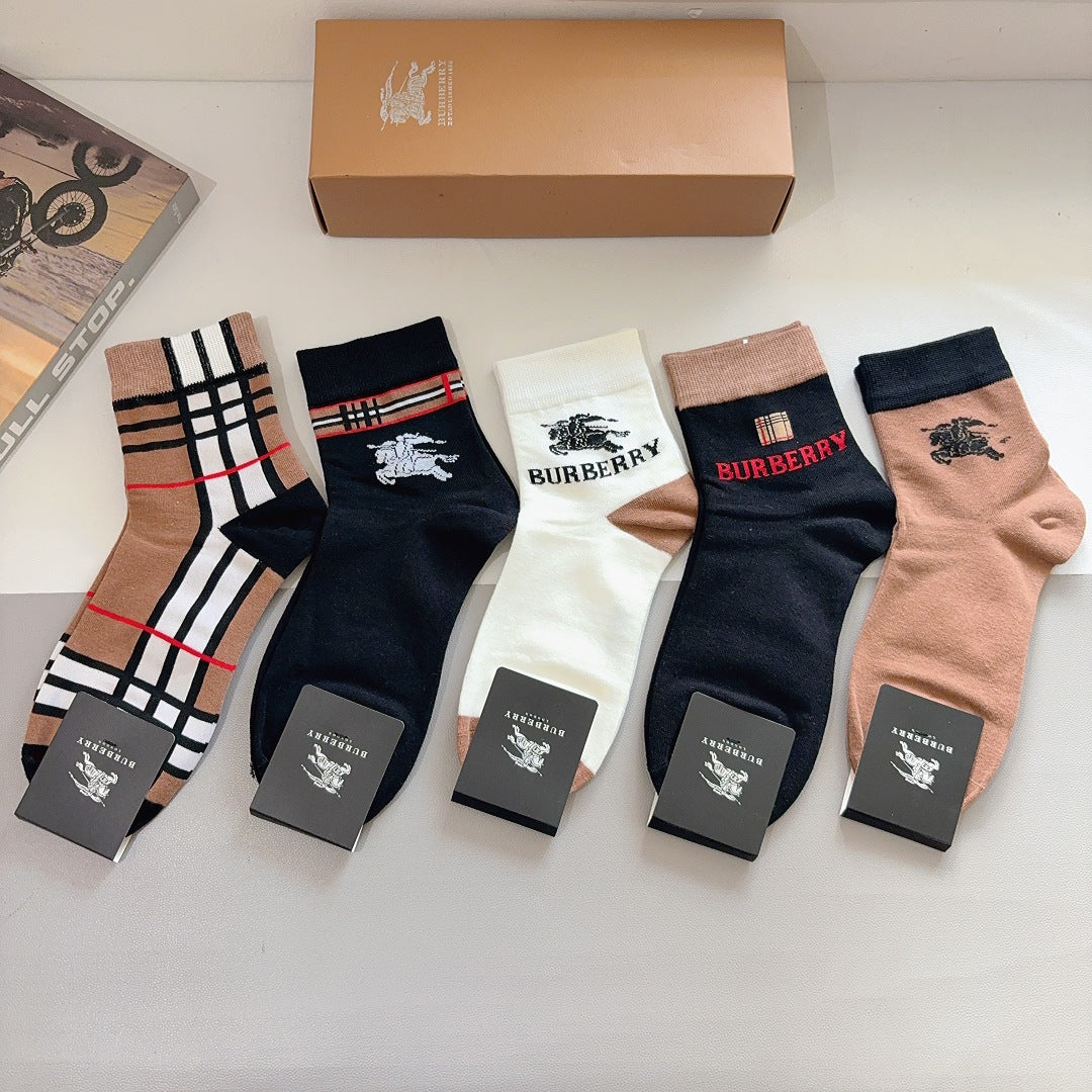 Premium Cotton Mid-Calf Socks – Pack of 5 Pairs | Special Packaging