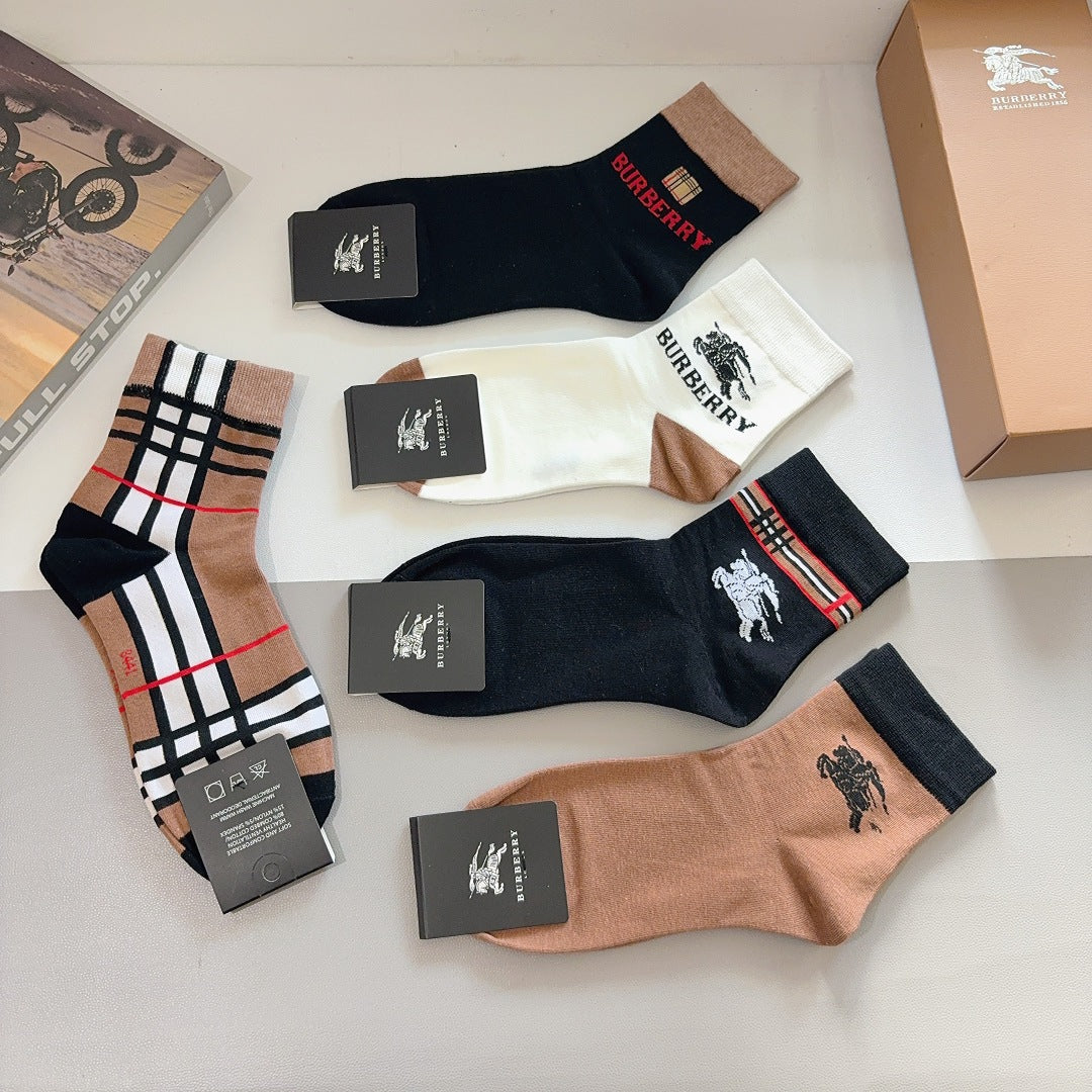 Premium Cotton Mid-Calf Socks – Pack of 5 Pairs | Special Packaging