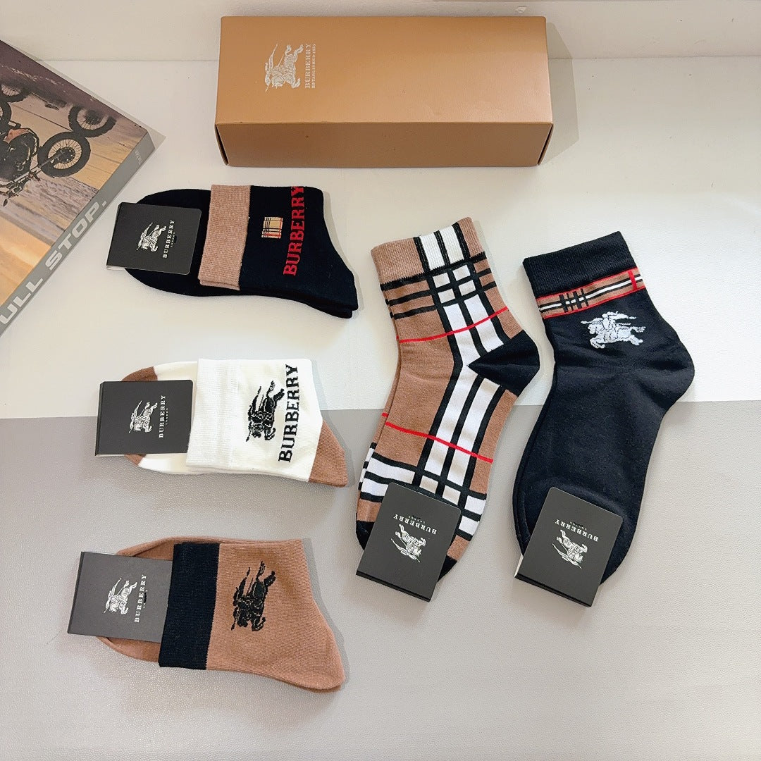 Premium Cotton Mid-Calf Socks – Pack of 5 Pairs | Special Packaging