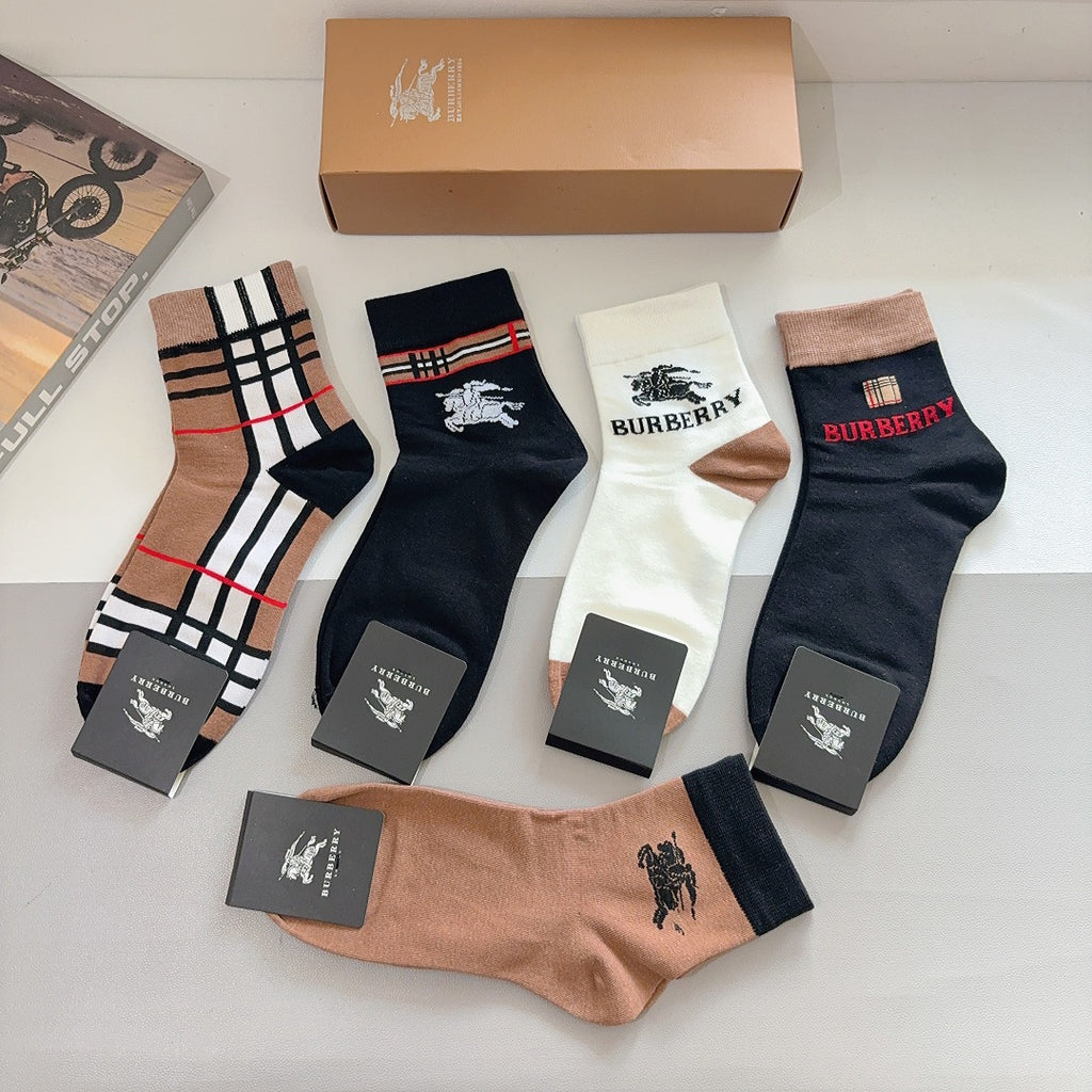 Premium Cotton Mid-Calf Socks – Pack of 5 Pairs | Special Packaging