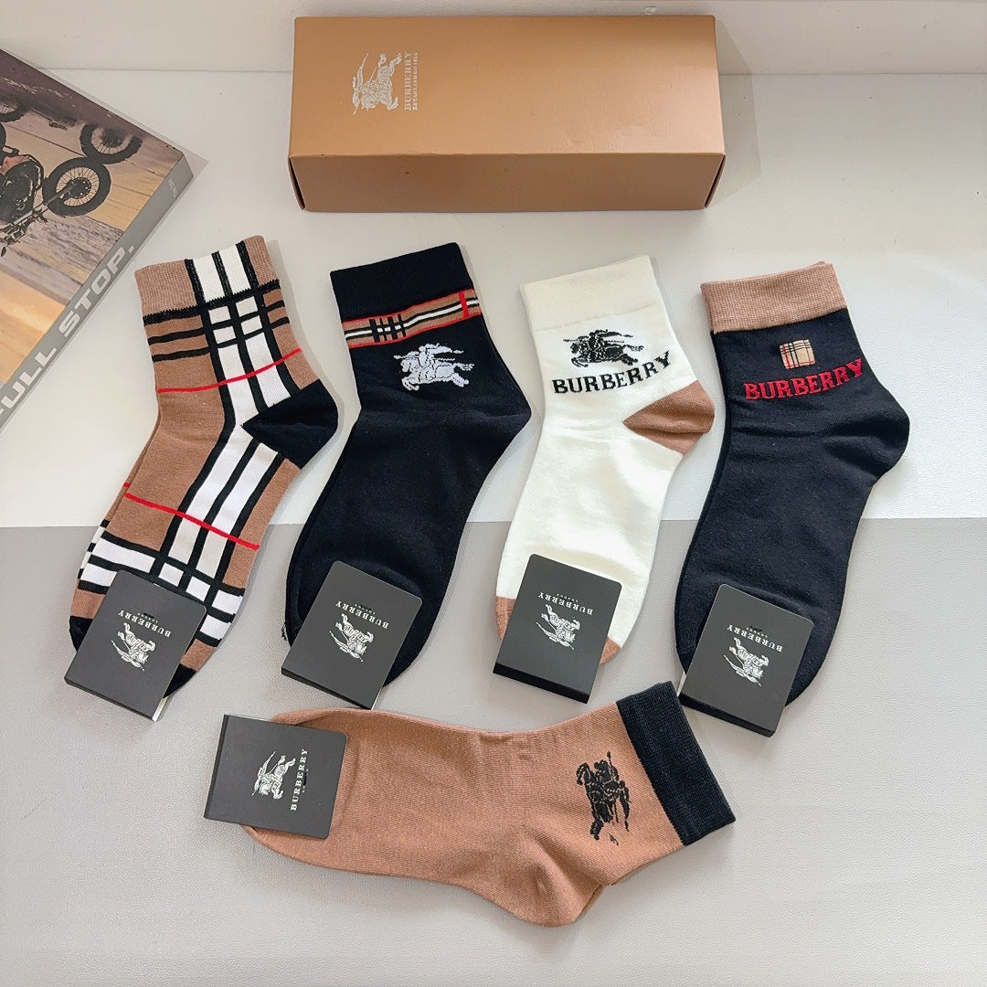 Premium Cotton Mid-Calf Socks – Pack of 5 Pairs | Special Packaging