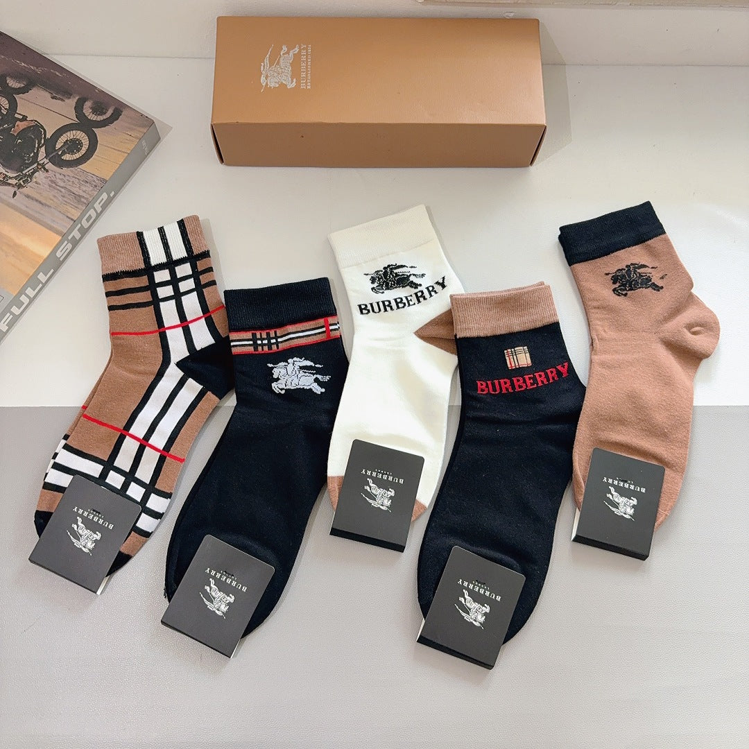 Premium Cotton Mid-Calf Socks – Pack of 5 Pairs | Special Packaging