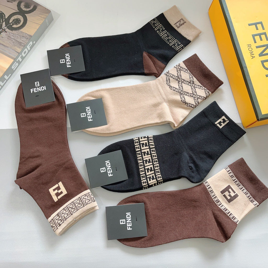 Premium Cotton Mid-Calf Socks – Pack of 5 Pairs | Special Packaging