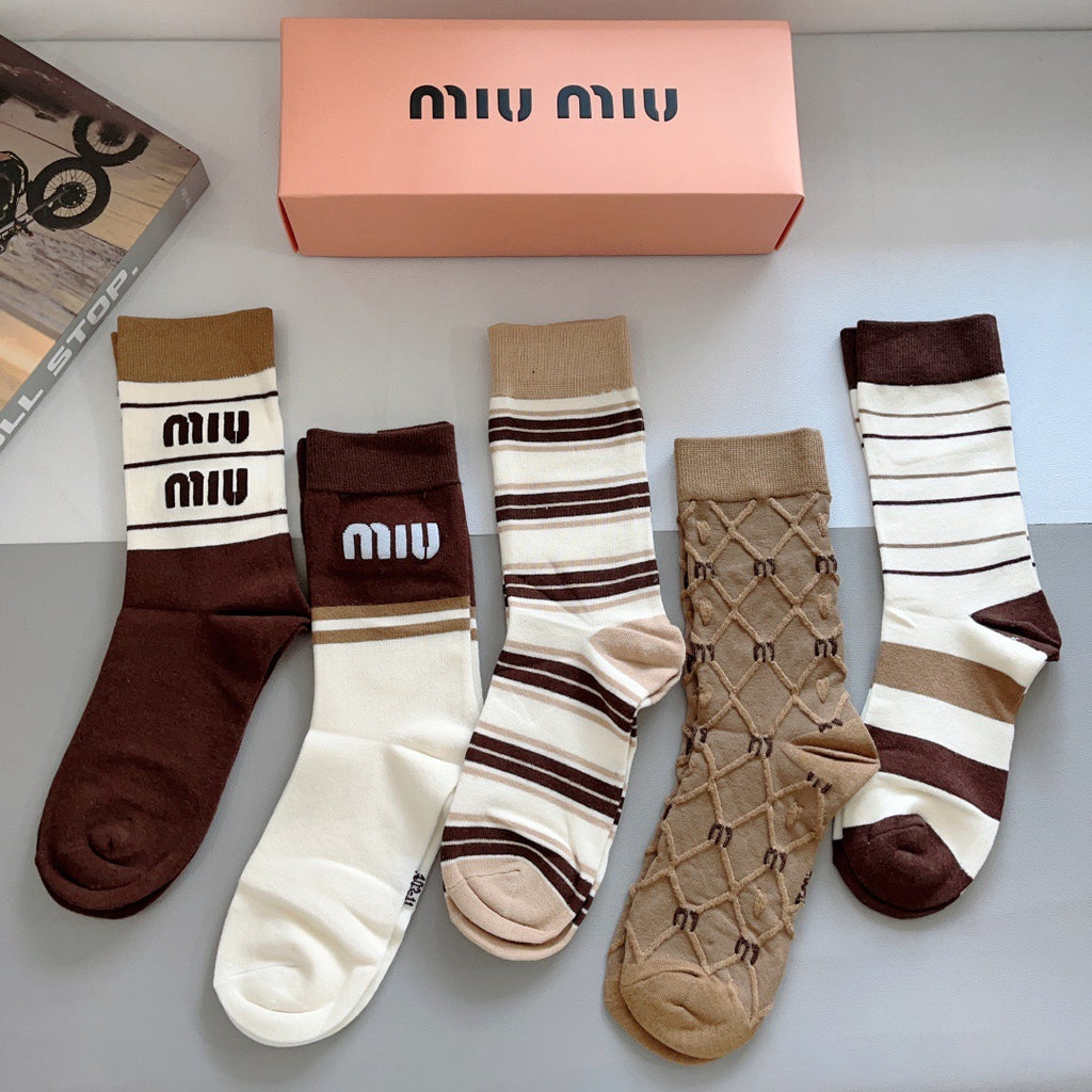 Premium Bamboo-Cotton Knee-High Socks – Pack of 5 Pairs | Special Packaging