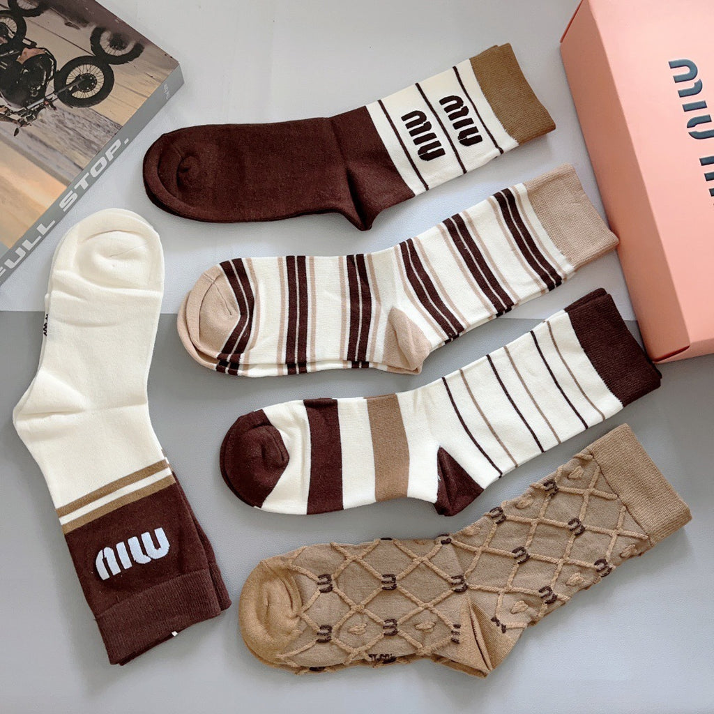 Premium Bamboo-Cotton Knee-High Socks – Pack of 5 Pairs | Special Packaging