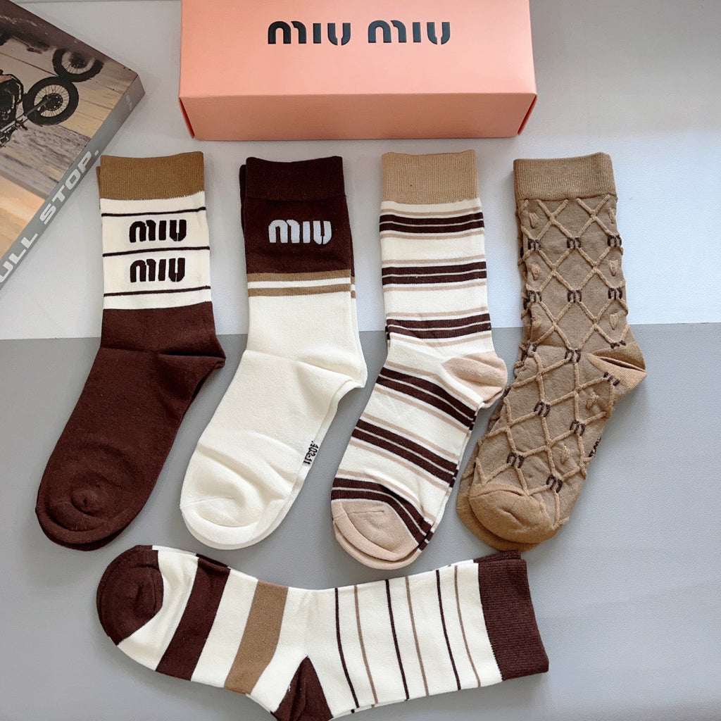 Premium Bamboo-Cotton Knee-High Socks – Pack of 5 Pairs | Special Packaging