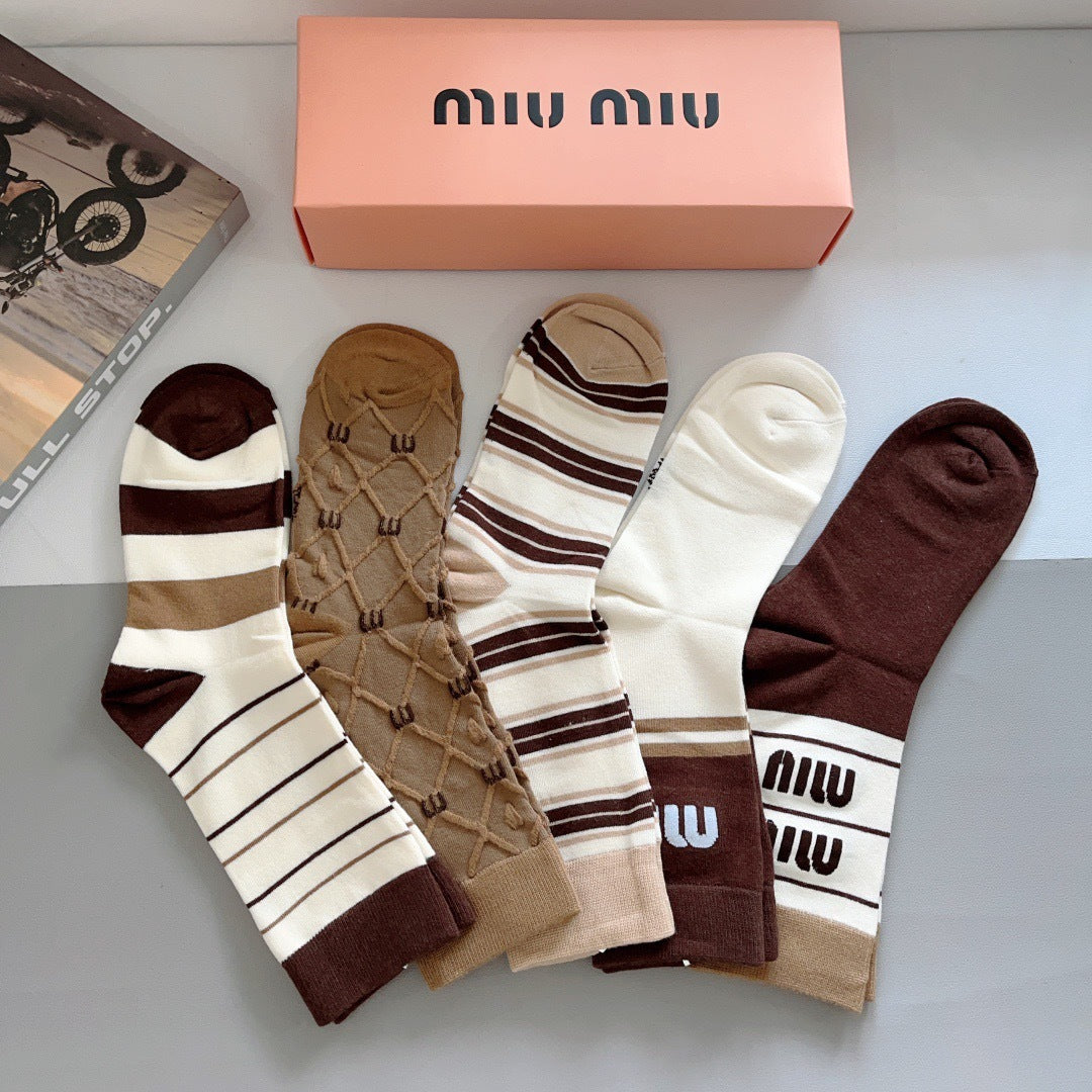Premium Bamboo-Cotton Knee-High Socks – Pack of 5 Pairs | Special Packaging