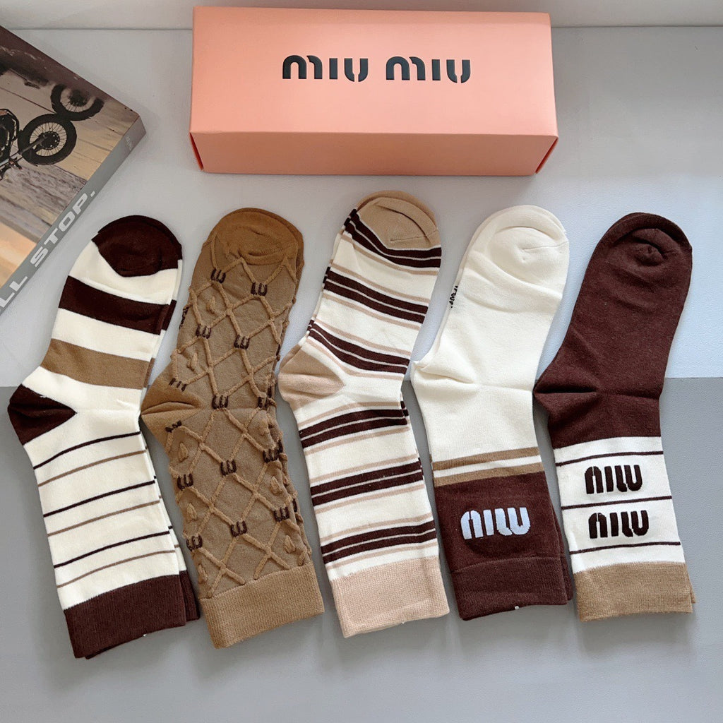 Premium Bamboo-Cotton Knee-High Socks – Pack of 5 Pairs | Special Packaging