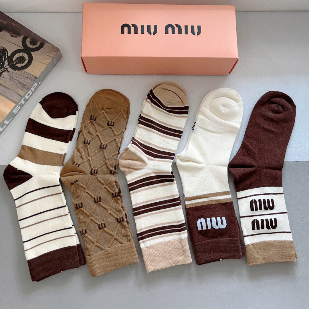 Premium Bamboo-Cotton Knee-High Socks – Pack of 5 Pairs | Special Packaging