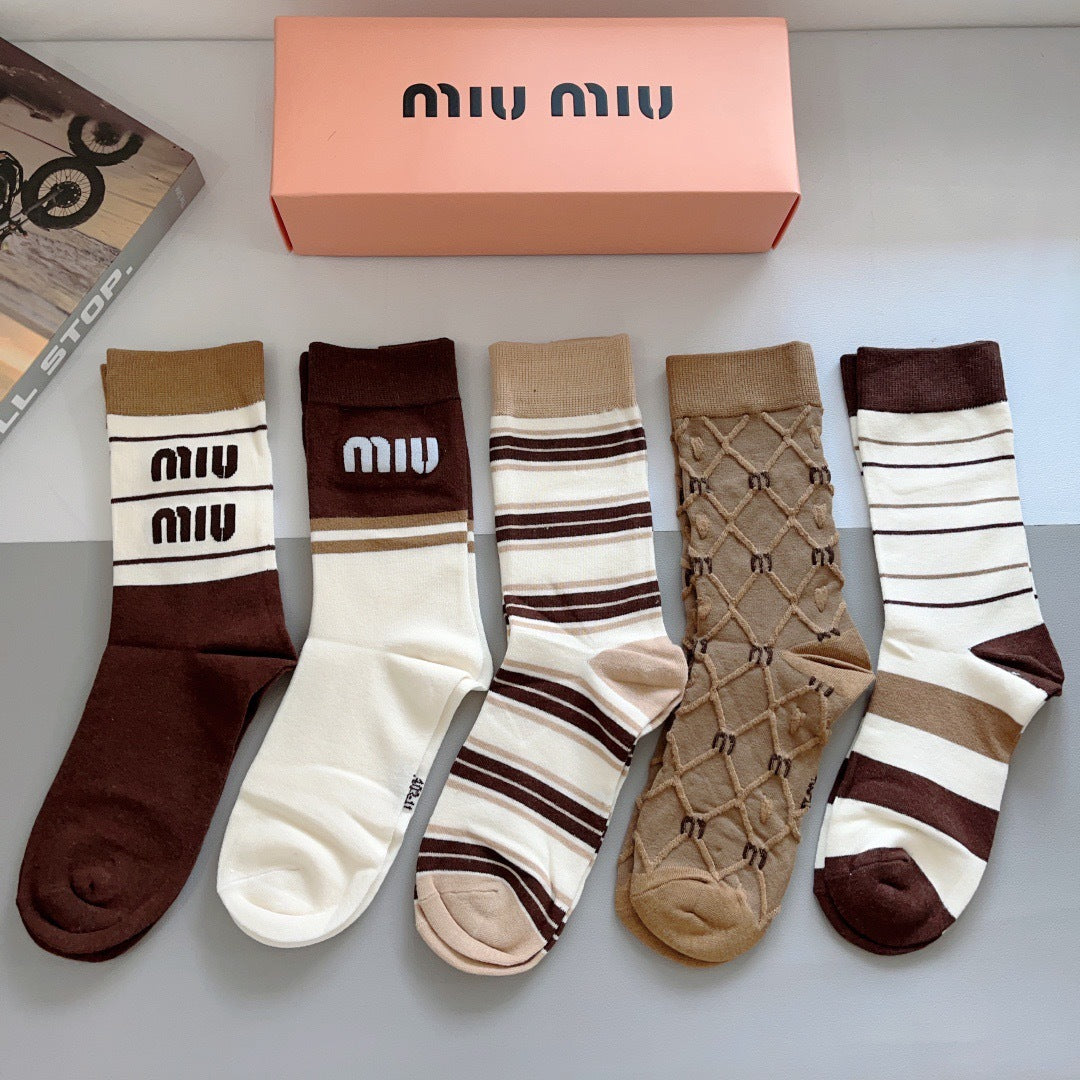 Premium Bamboo-Cotton Knee-High Socks – Pack of 5 Pairs | Special Packaging