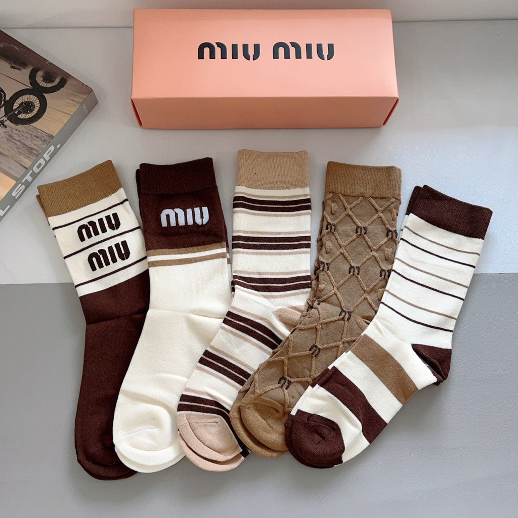 Premium Bamboo-Cotton Knee-High Socks – Pack of 5 Pairs | Special Packaging
