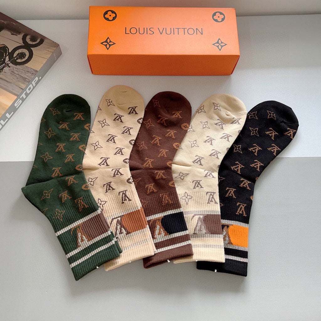 Premium Cotton Mid-Calf Socks – Pack of 5 Pairs | Special Packaging