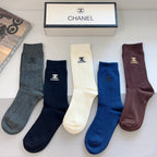 Premium Cotton Knee-High Socks with Silicone Lettering – Pack of 5 Pairs | Special Packaging