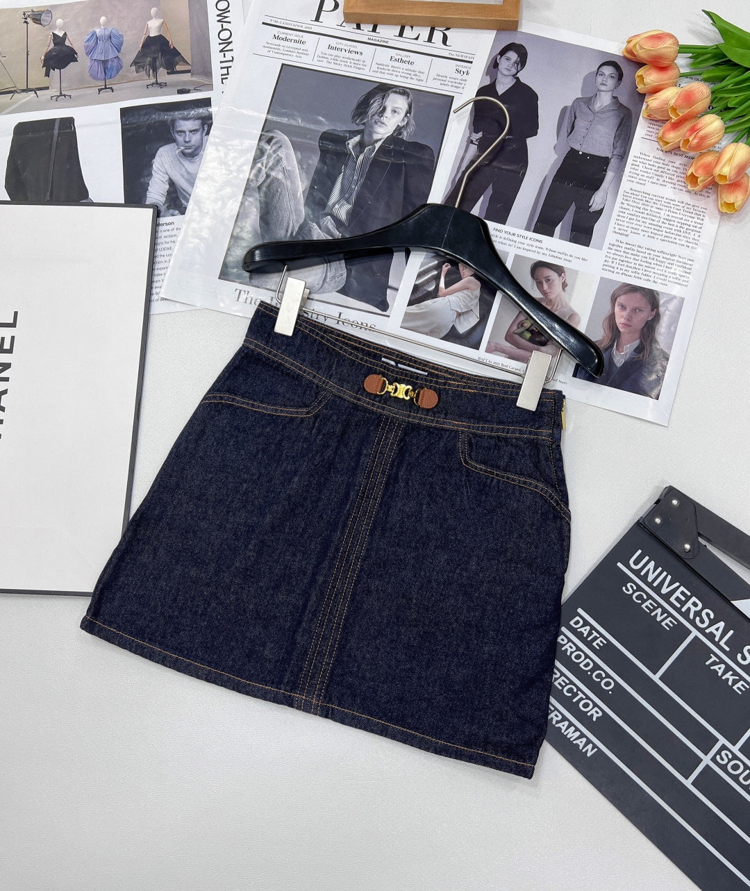 High-Waist Denim Mini Skirt