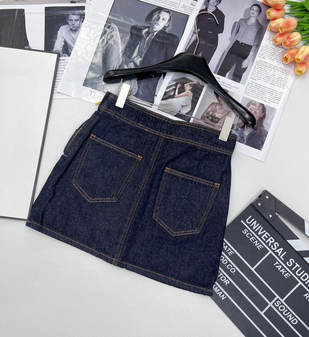 High-Waist Denim Mini Skirt