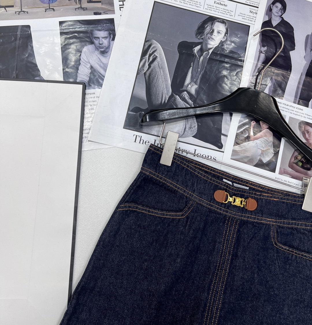 High-Waist Denim Mini Skirt