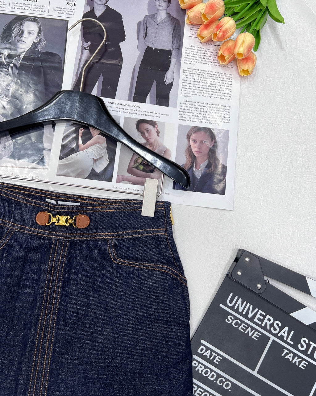 High-Waist Denim Mini Skirt