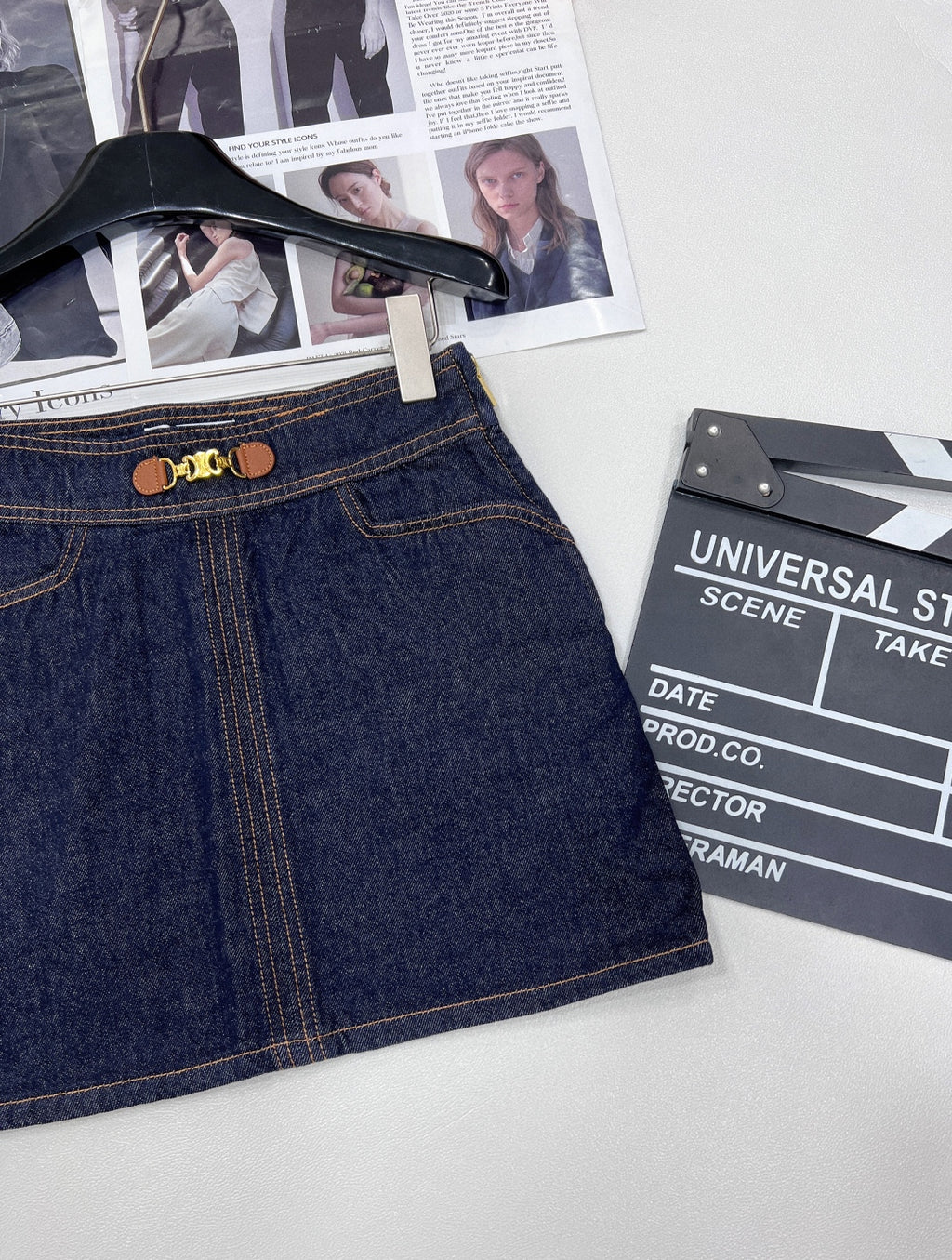 High-Waist Denim Mini Skirt