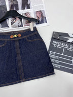 High-Waist Denim Mini Skirt