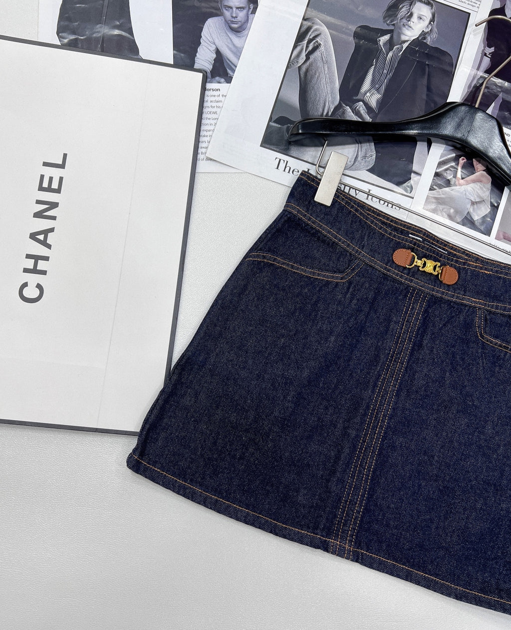 High-Waist Denim Mini Skirt