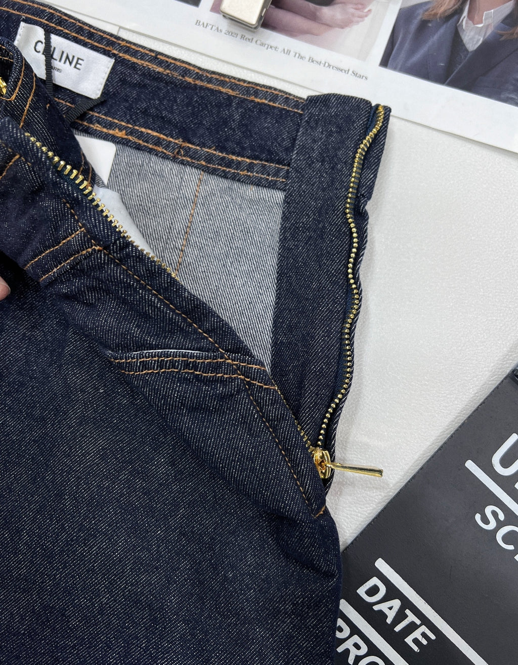 High-Waist Denim Mini Skirt