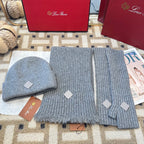 3-Piece Winter Knit Beanie Set — Wool Blend, Fold-Over Design